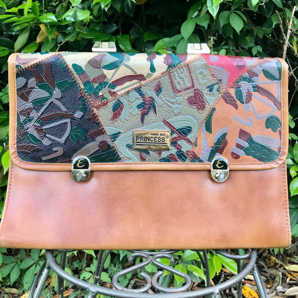 Vintage Leather Abstract Handbag